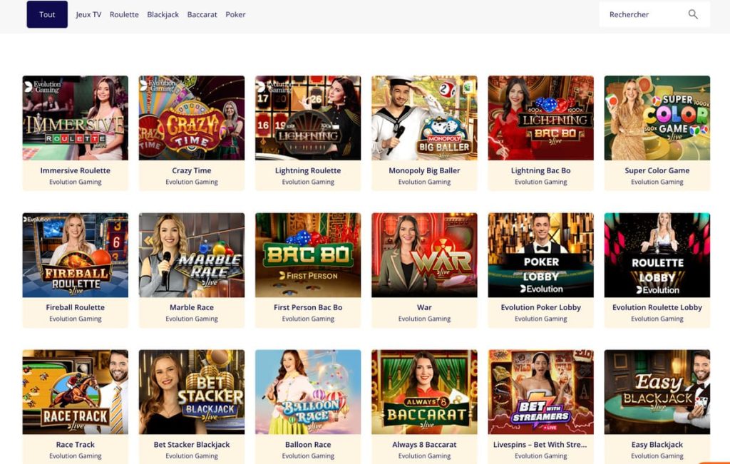 Banzai Casino jeux live